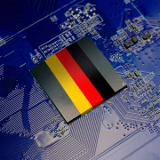 CPU mit Deutschlandflagge symbolisiert die Digitalisierung in Deutschland.