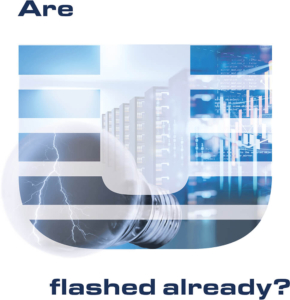 Blue Consult - Visual: "are U flashed already" Plakat: "are U flashed already" zu den Podcasts 2, 6 und 9