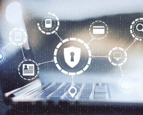 Modern workplace with laptop